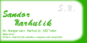 sandor marhulik business card